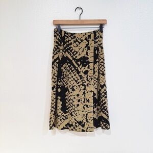 2008 Yves Saint Laurent Silk Black and Tan snake print A-Line Skirt